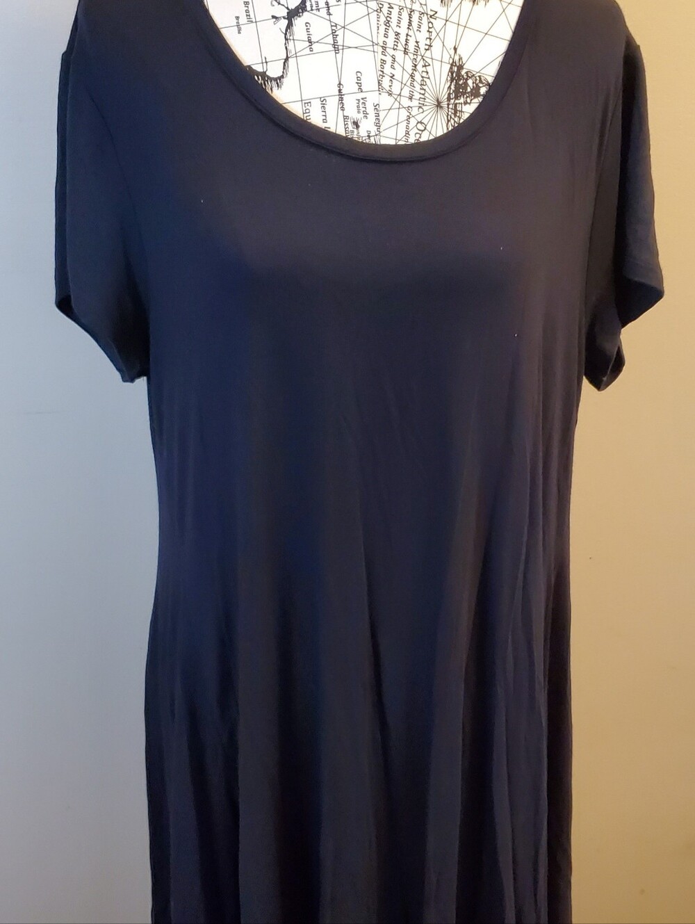 Style & Co Womens XL Black Swing Dress Short Sleeve LBD Stretch Knee Length